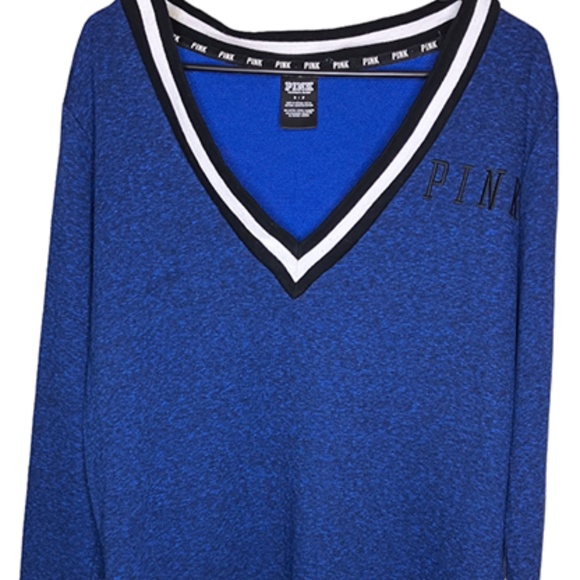 PINK V-Neck Sweater in Blue size Small - Picture 1 of 4